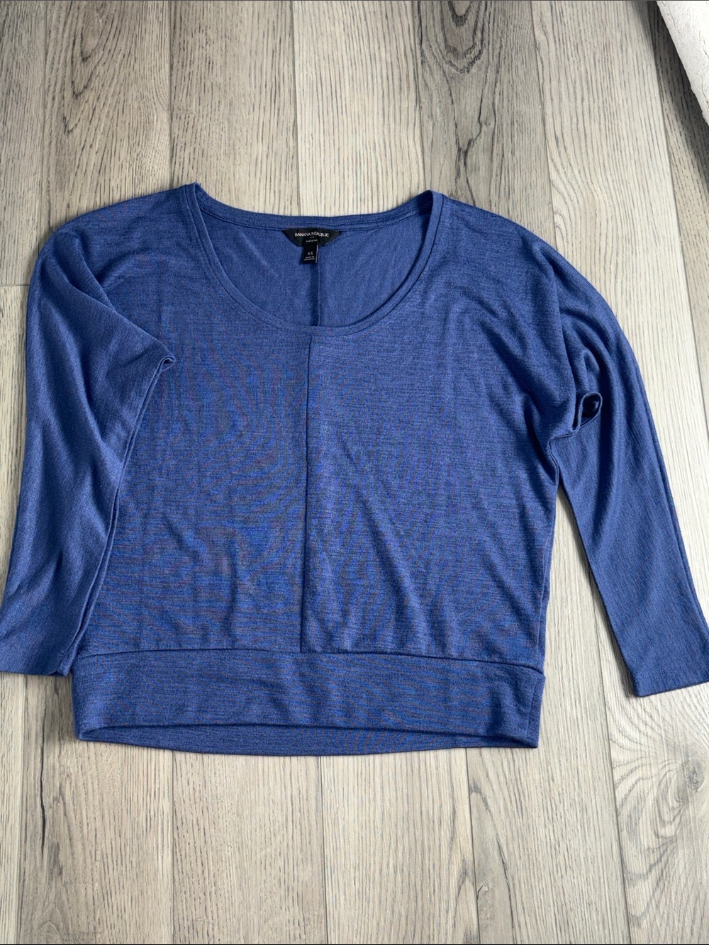 J. Crew Blue Scoop-Neck Long Sleeve Top